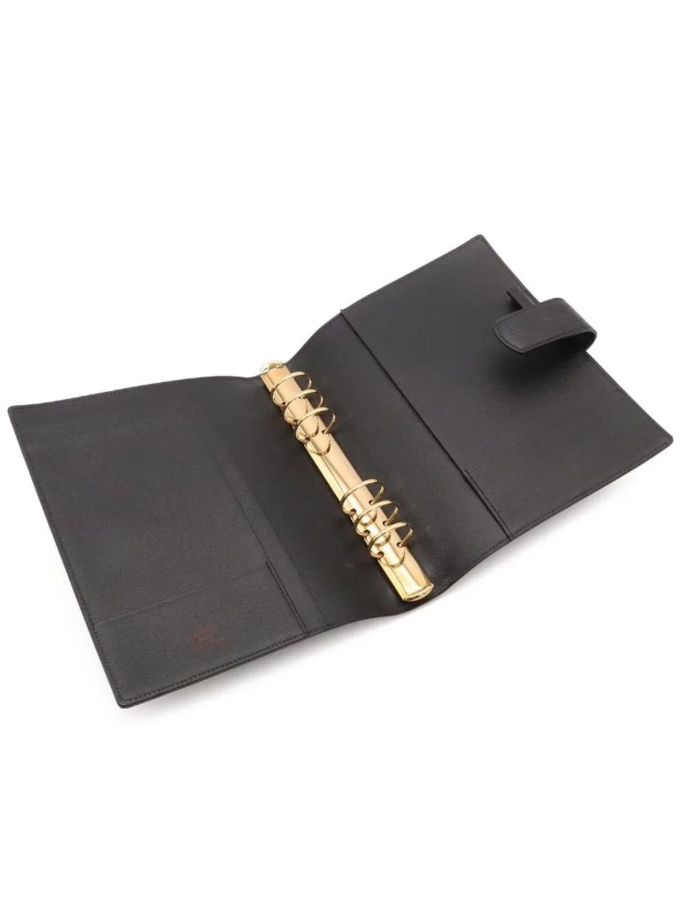 Louis Vuitton Epi Agenda GM Cover Planner Leather Noir Black Gold Ring